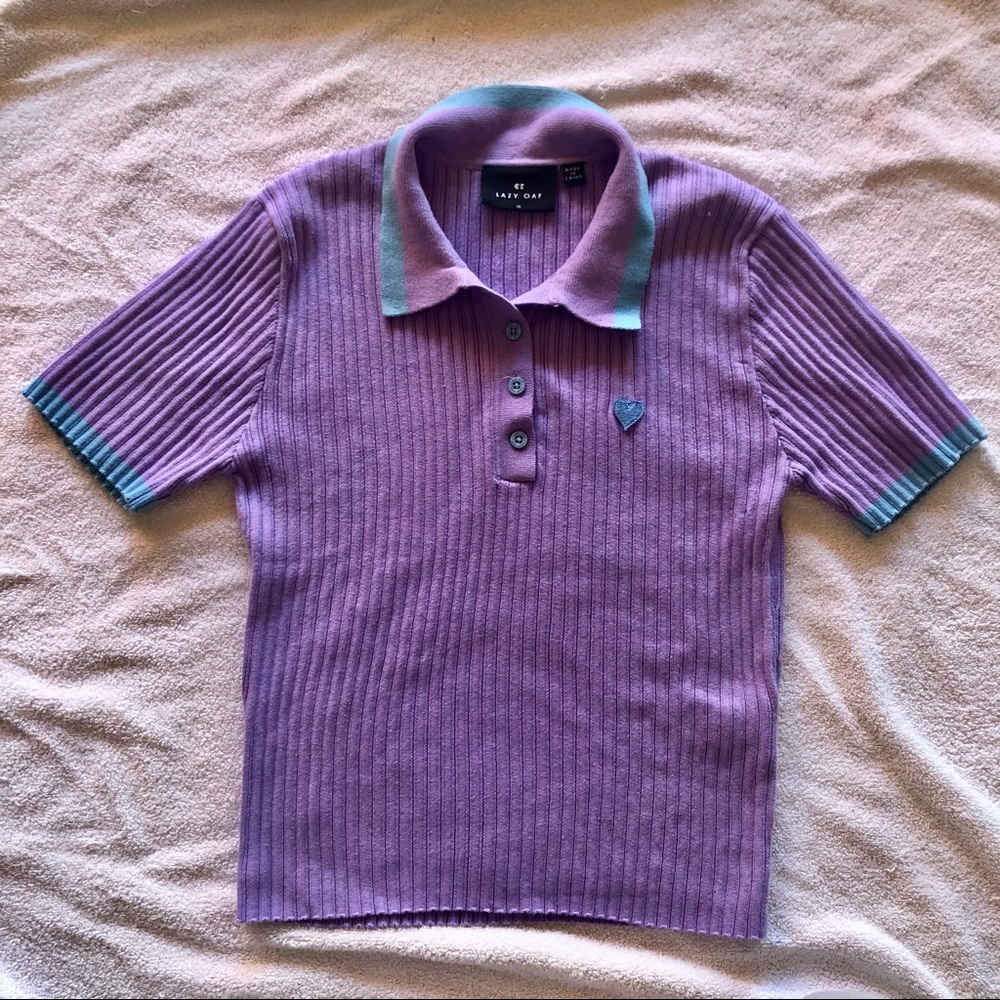 Lazy Oaf x UO Tiny Heart Knit Polo